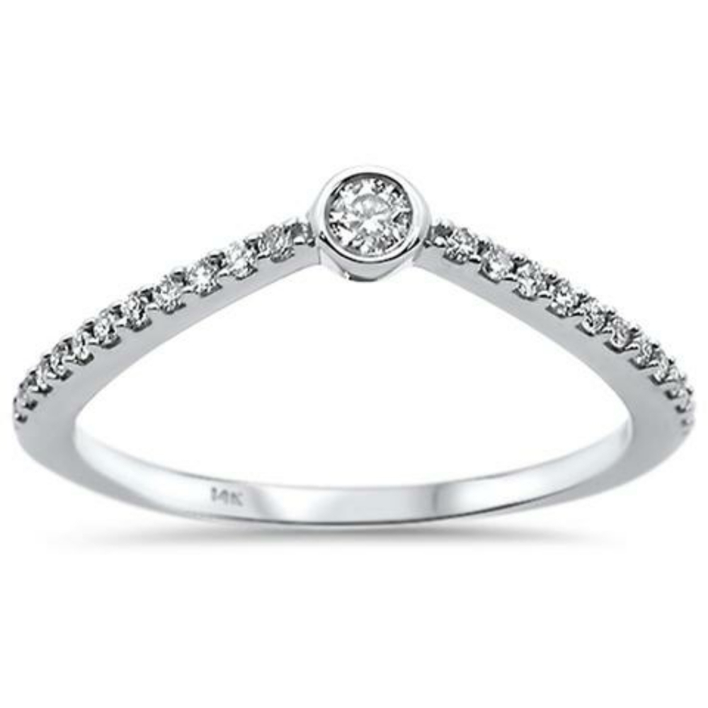 .16ct 14kt white gold diamond trendy Chevron ring